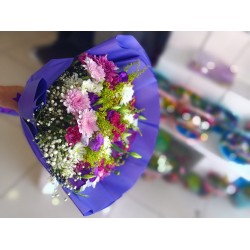 Buket Mor Pembe Beyaz