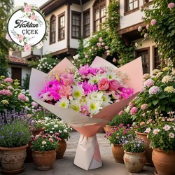 Buket Pembe Beyaz